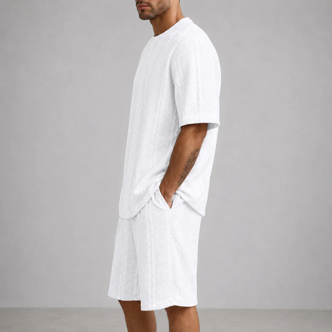Men’s Casual Short Sleeve Shirt and Shorts Set Relaxed Fit Lounge Outfit