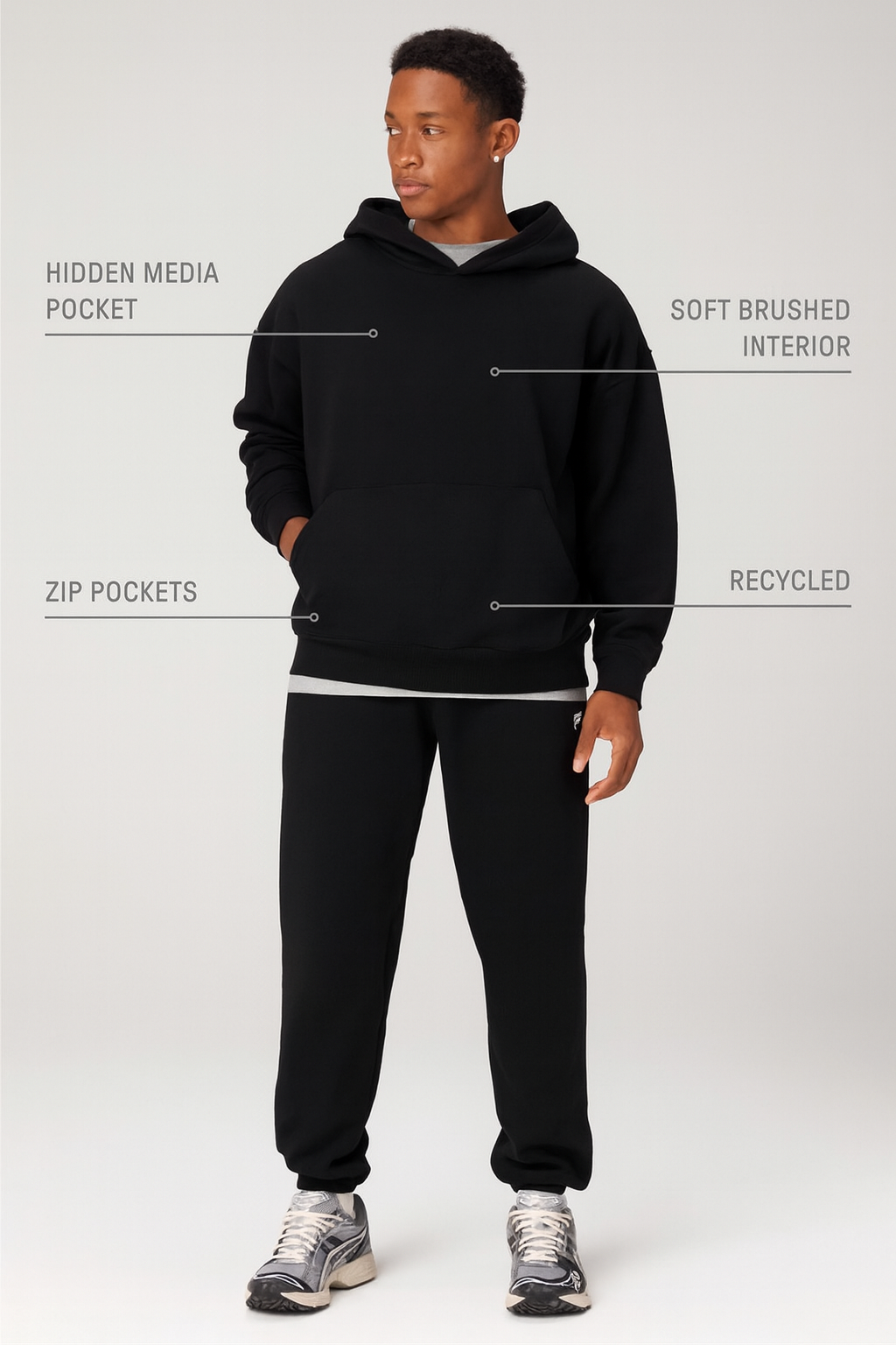 Men Oversized Two Piece Street Basic Tracksuit