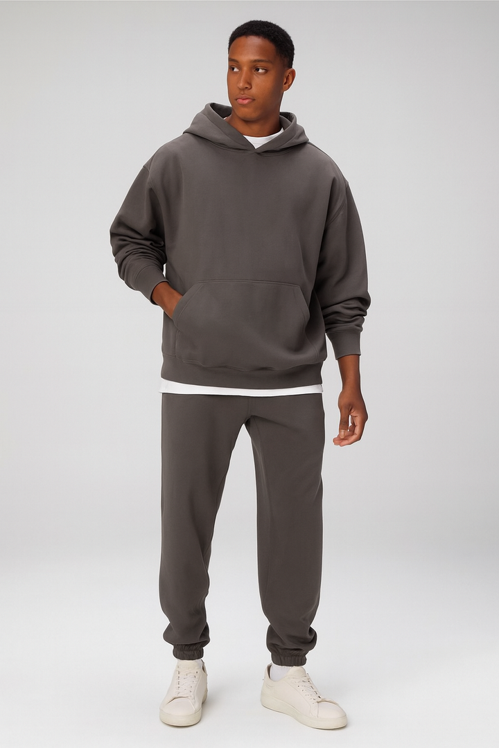 Men Oversized Two Piece Street Basic Tracksuit