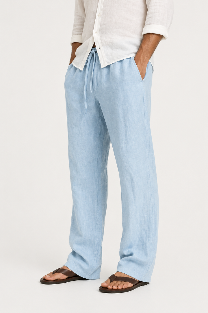 Men’s Drawstring Trousers Relaxed Fit Wide Leg Casual Pants
