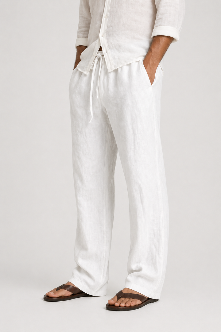 Men’s Drawstring Trousers Relaxed Fit Wide Leg Casual Pants