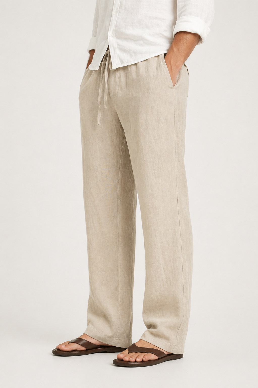Men’s Drawstring Trousers Relaxed Fit Wide Leg Casual Pants