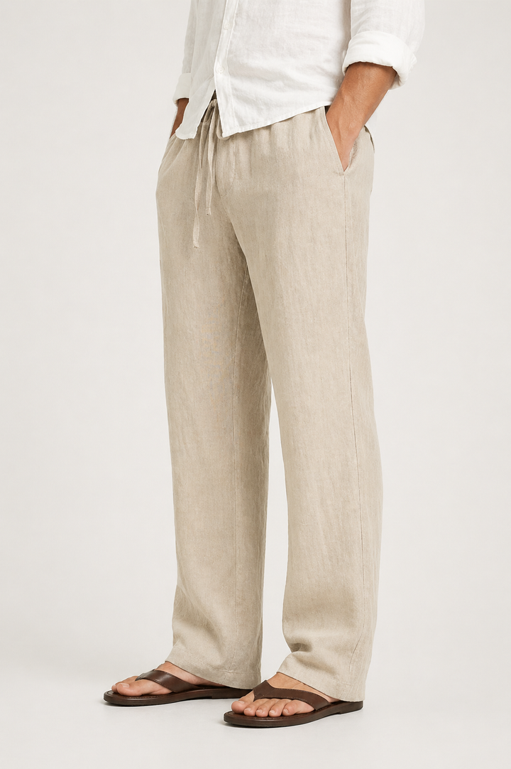 Men’s Drawstring Trousers Relaxed Fit Wide Leg Casual Pants