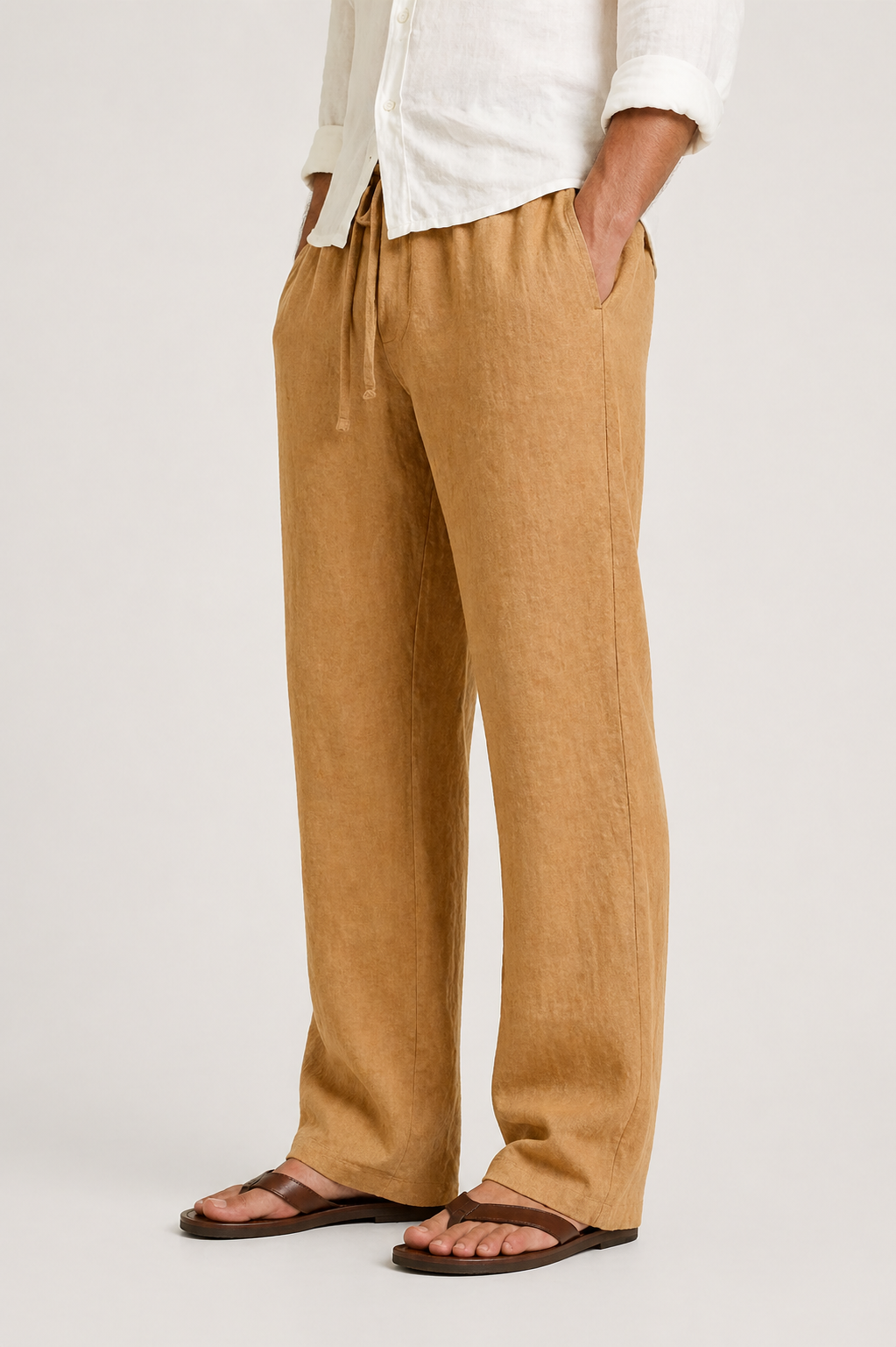 Men’s Drawstring Trousers Relaxed Fit Wide Leg Casual Pants