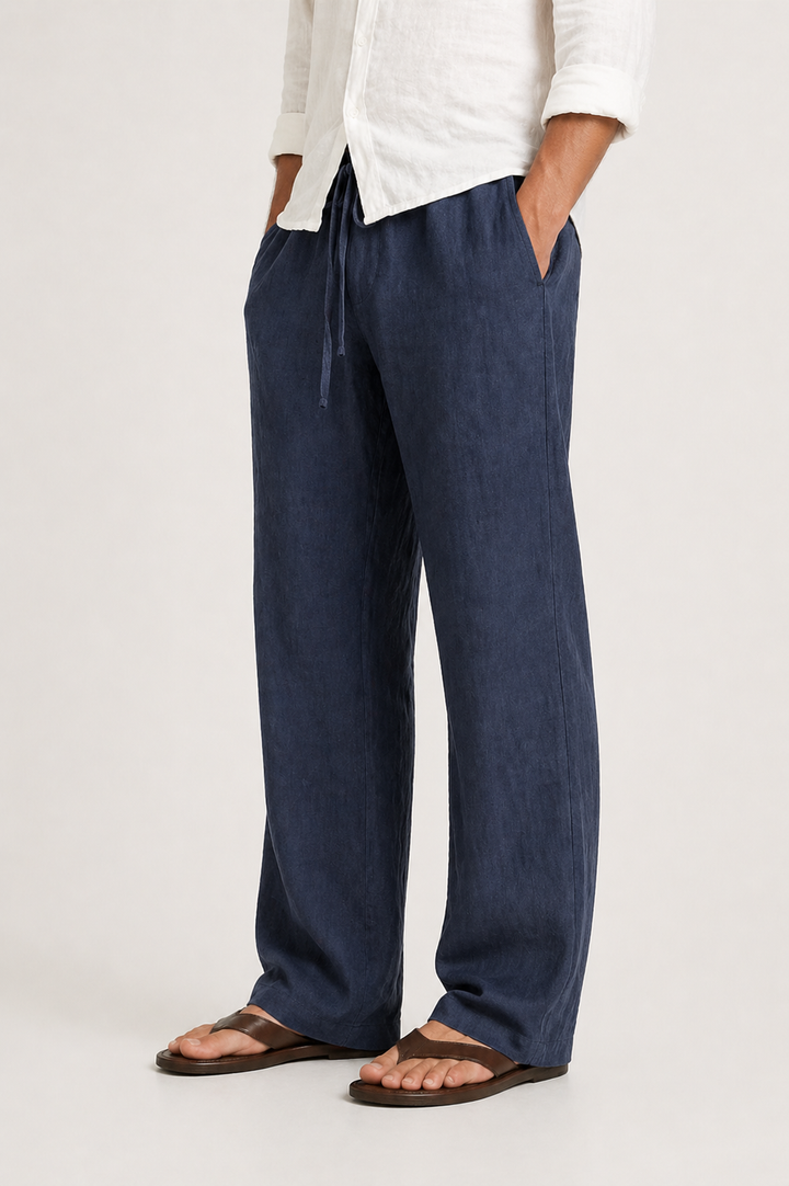 Men’s Drawstring Trousers Relaxed Fit Wide Leg Casual Pants