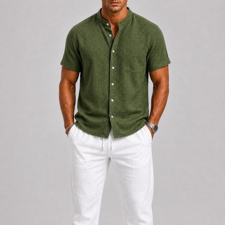 Men’s Short Sleeve Shirt and Drawstring Pants Set Casual Two Piece Outfit