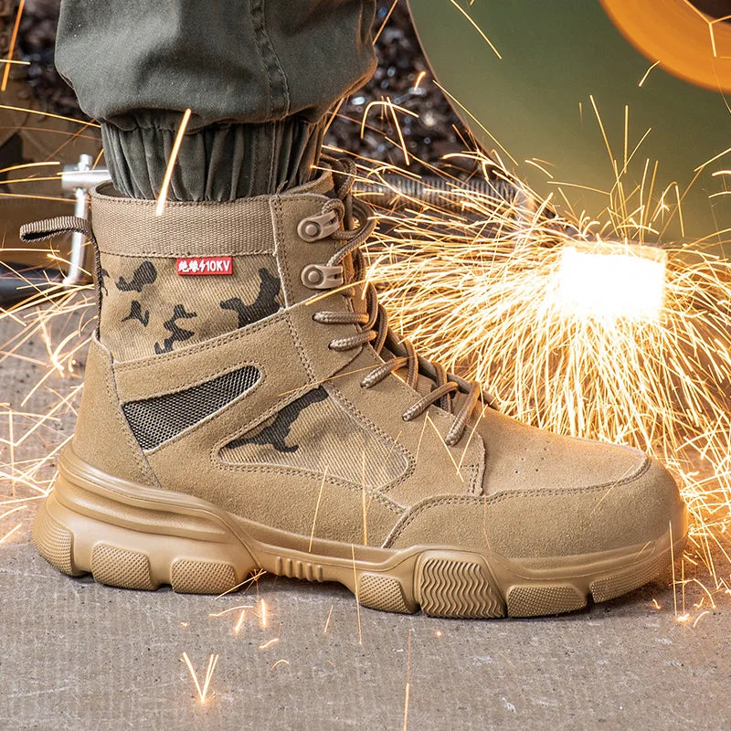 Men’s Steel Toe Work Boots Safety Hiking Tactical Combat Boots