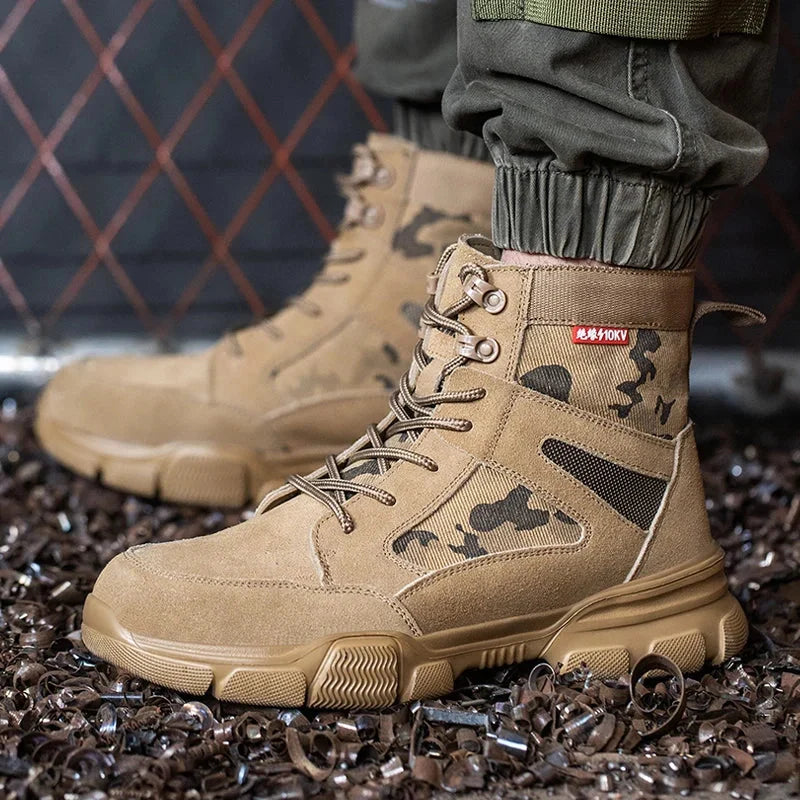 Men’s Steel Toe Work Boots Safety Hiking Tactical Combat Boots