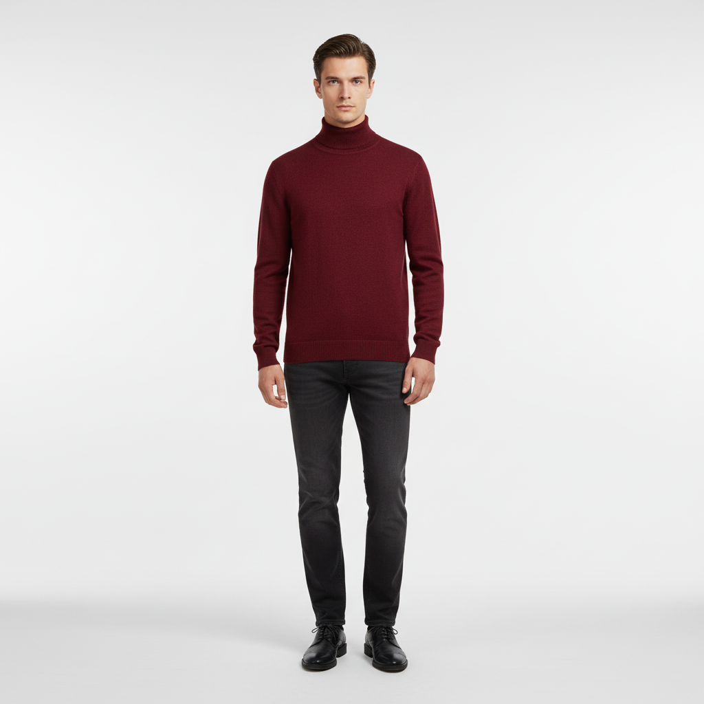 Men’s Elegantly Tailored Turtleneck Sweater – Slim Modern Fit
