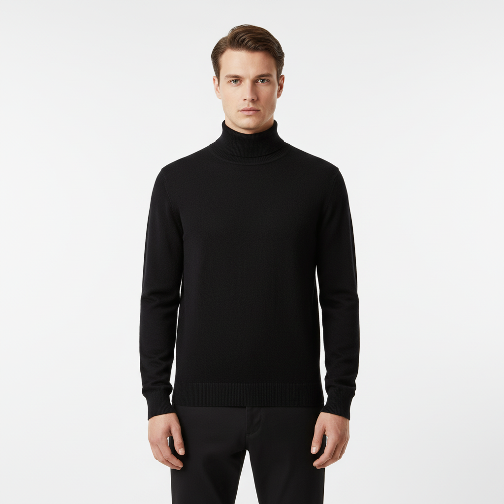 Men’s Elegantly Tailored Turtleneck Sweater – Slim Modern Fit