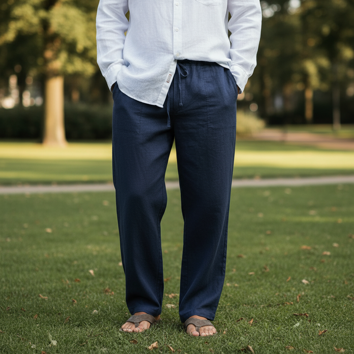 Men’s Drawstring Trousers Relaxed Fit Casual Straight Leg Pants