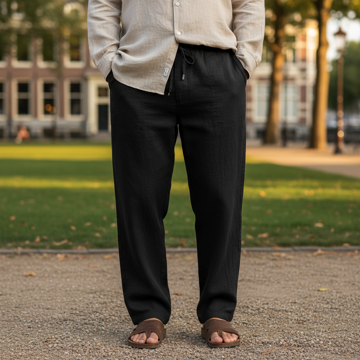 Men’s Drawstring Trousers Relaxed Fit Casual Straight Leg Pants