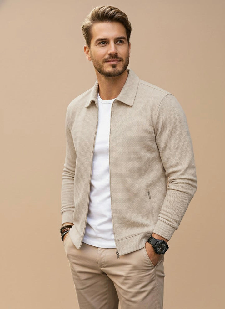 Men’s Zip Up Knit Jacket Casual Lightweight Long Sleeve Cardigan