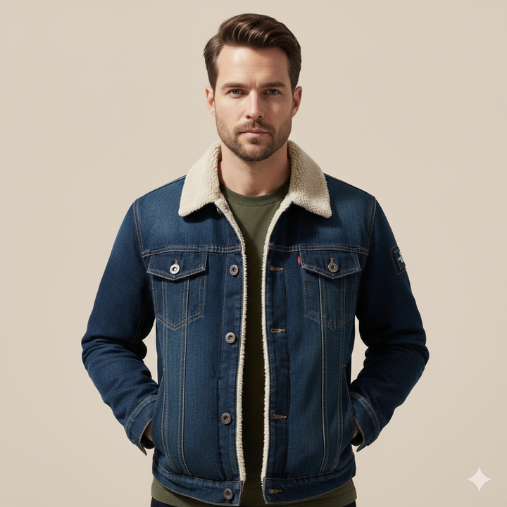 Classic Men’s Denim Sherpa Lined Jacket