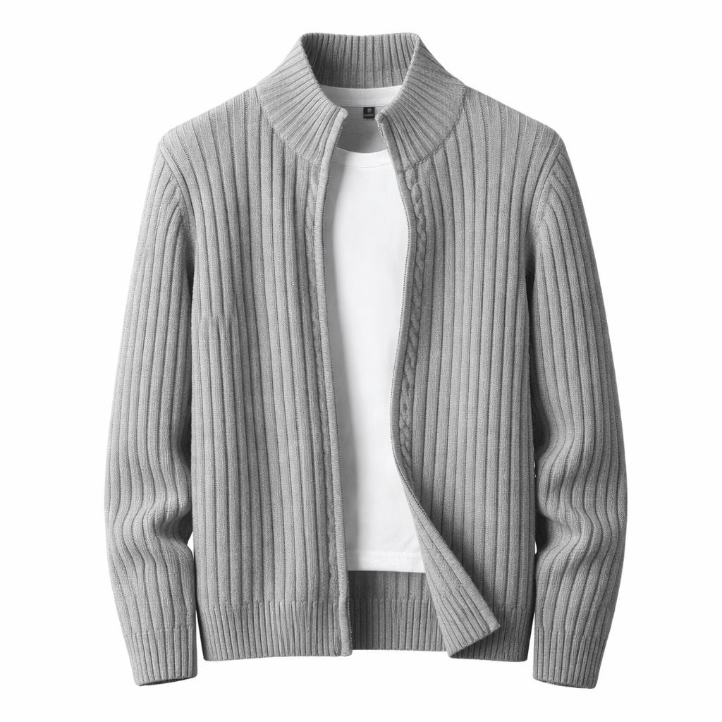 Men’s Zip Up Cardigan Sweater Casual Long Sleeve Knit Jacket