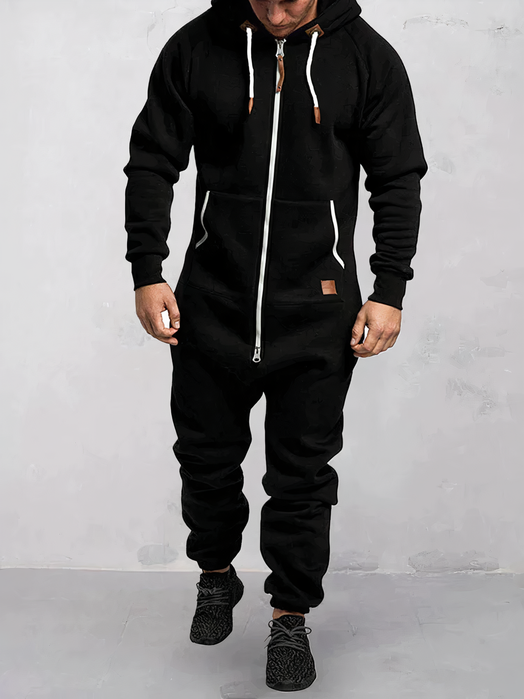 Men’s Hooded Onesie Jumpsuit Full Zip One Piece Lounge Outfit