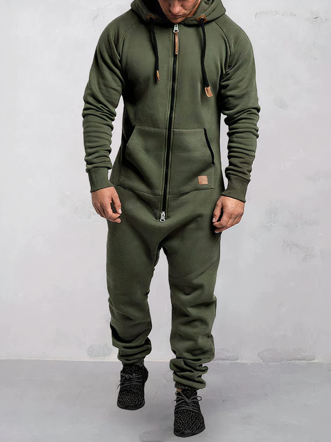 Men’s Hooded Onesie Jumpsuit Full Zip One Piece Lounge Outfit
