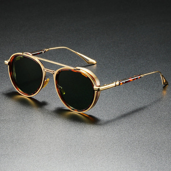 Round Double-Bridge Sunglasses – Classic Tortoiseshell Style