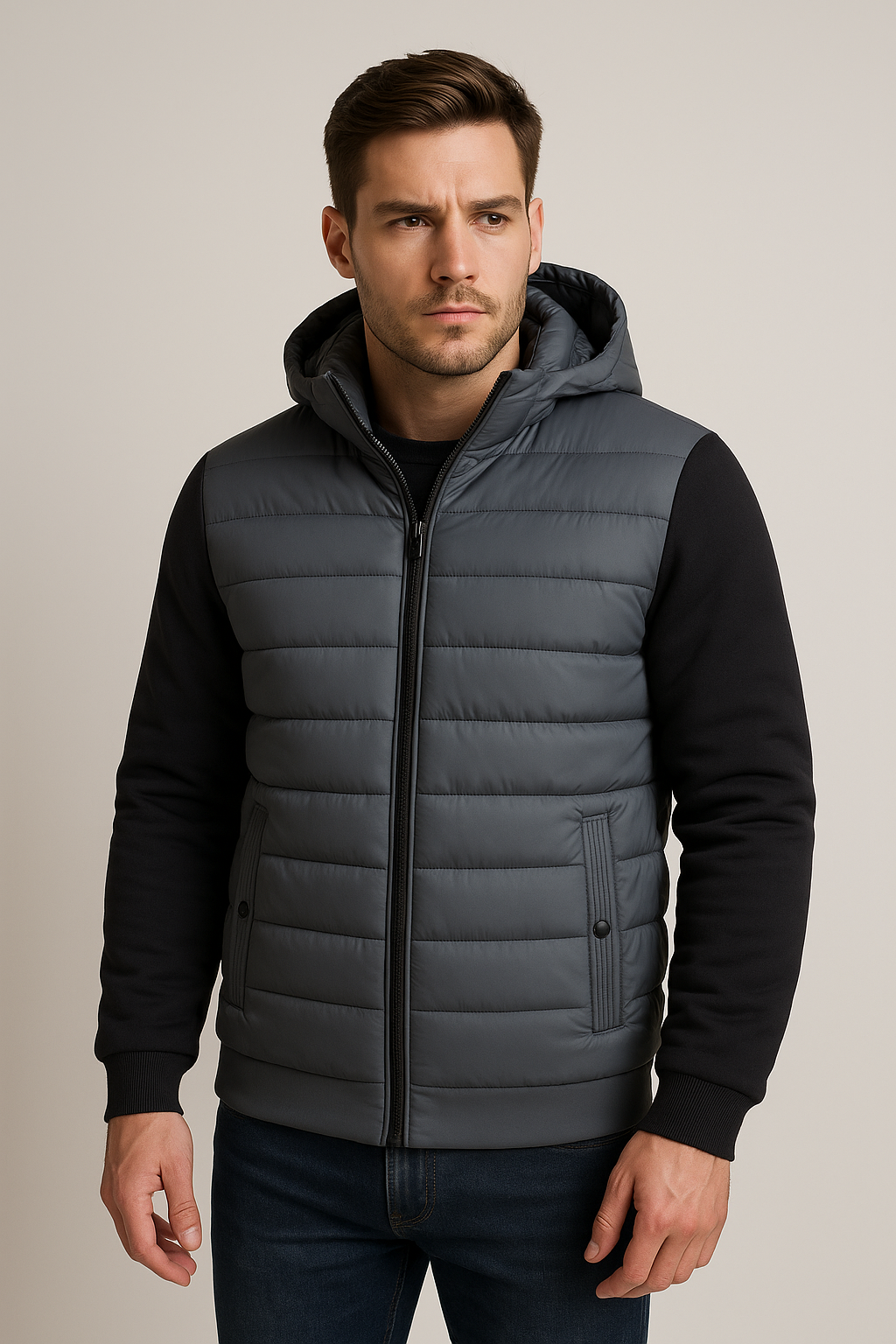 Men’s Hooded Hybrid Winter Puffer Jacket