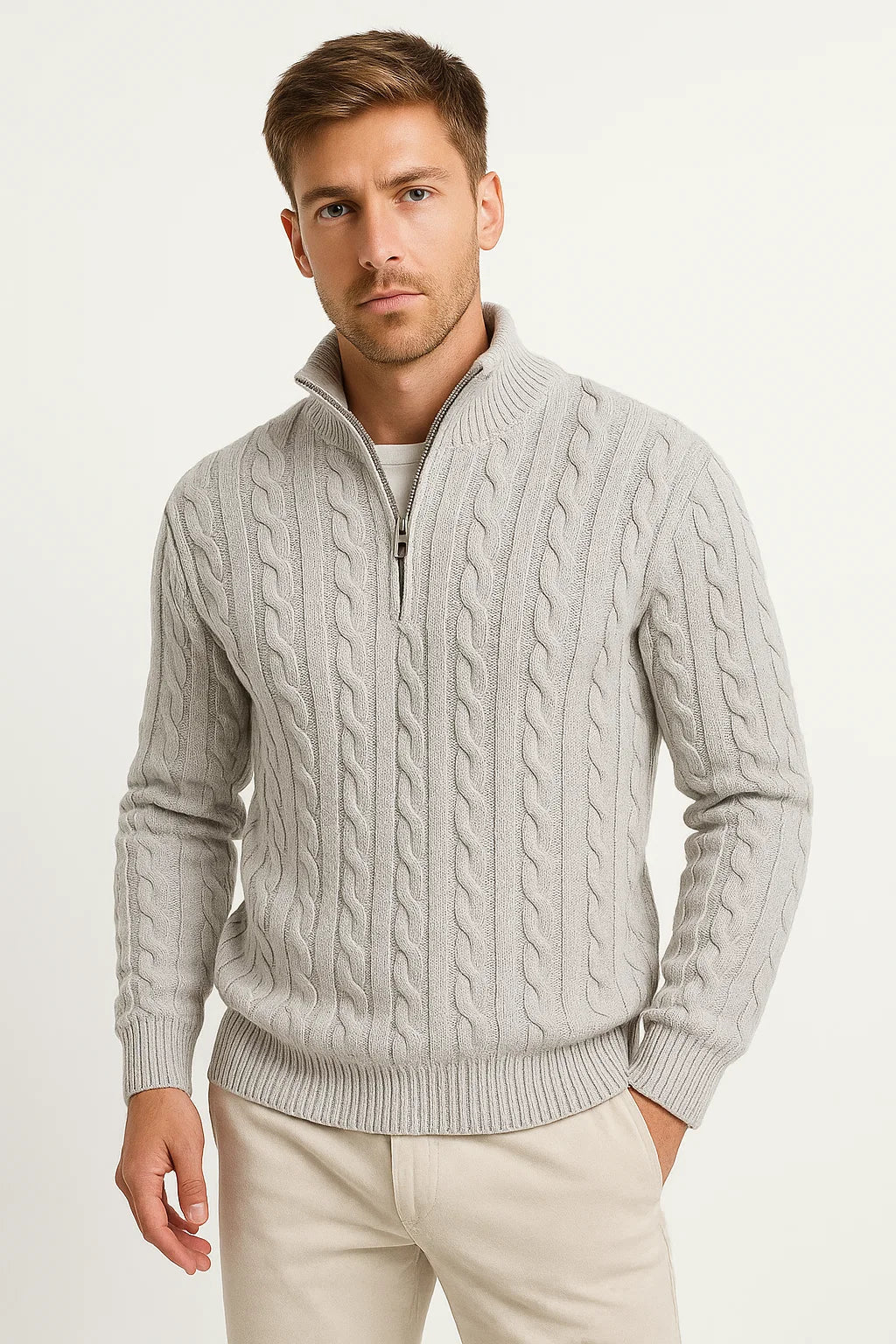 Steef – Men’s Elegant Quarter-Zip Sweater