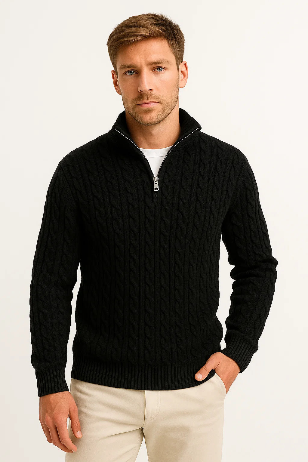 Steef – Men’s Elegant Quarter-Zip Sweater