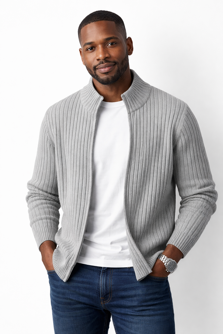 Men’s Zip Up Cardigan Sweater Casual Long Sleeve Knit Jacket