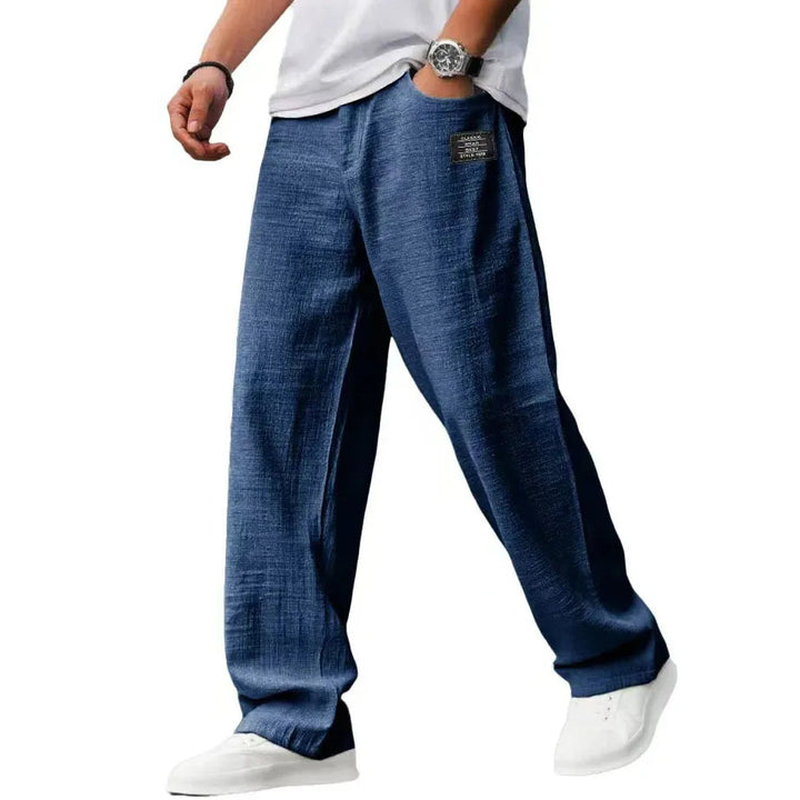 Men’s Drawstring Trousers Relaxed Fit Wide Leg Casual Pants