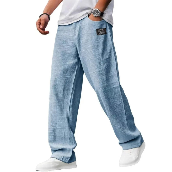 Men’s Drawstring Trousers Relaxed Fit Wide Leg Casual Pants