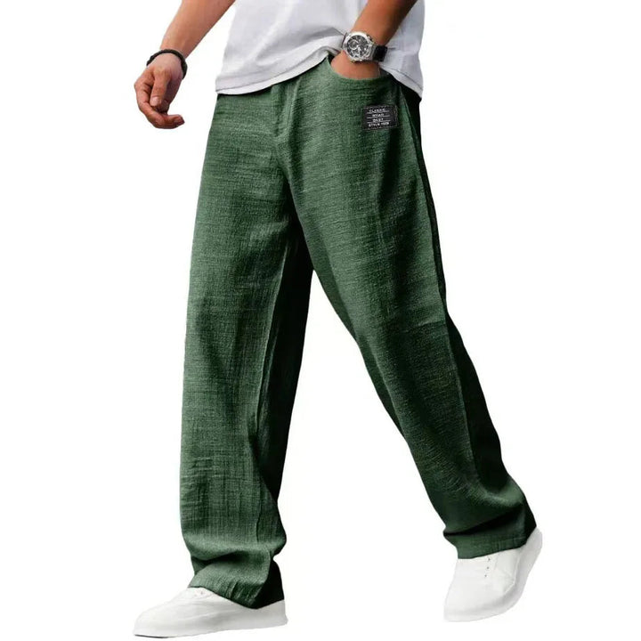 Men’s Drawstring Trousers Relaxed Fit Wide Leg Casual Pants