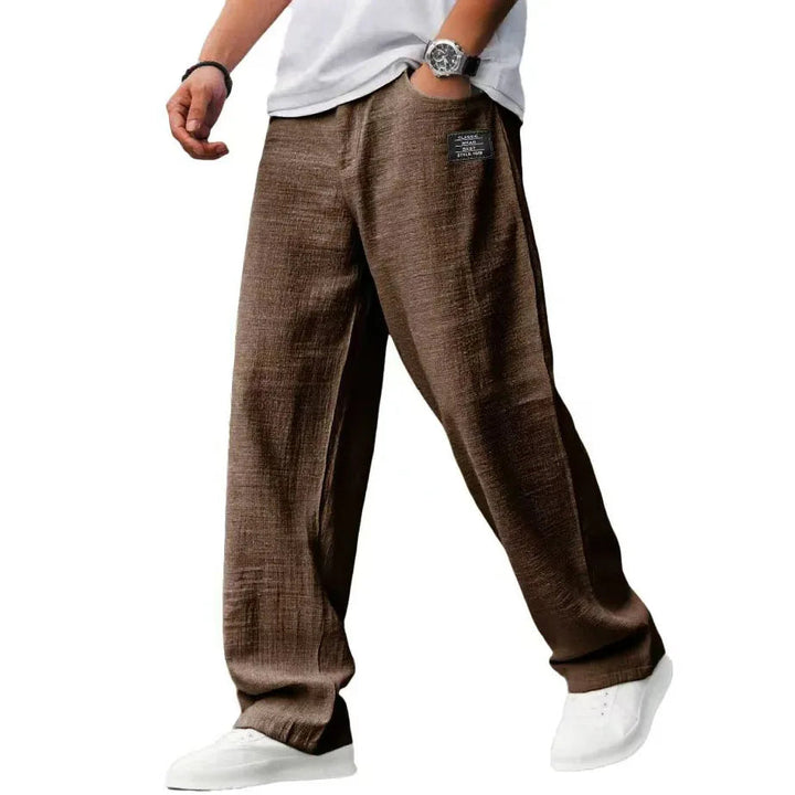 Men’s Drawstring Trousers Relaxed Fit Wide Leg Casual Pants