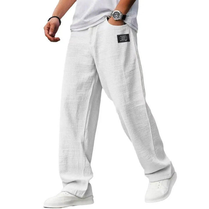 Men’s Drawstring Trousers Relaxed Fit Wide Leg Casual Pants