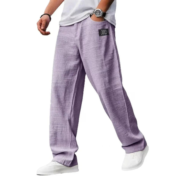 Men’s Drawstring Trousers Relaxed Fit Wide Leg Casual Pants