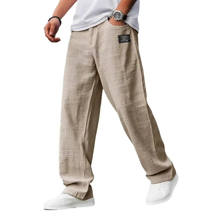 Men’s Drawstring Trousers Relaxed Fit Wide Leg Casual Pants