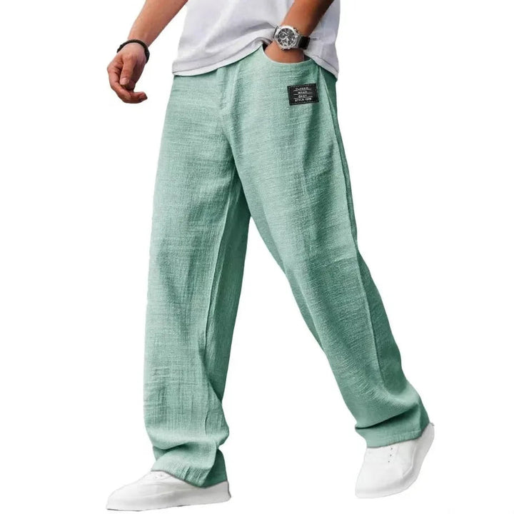 Men’s Drawstring Trousers Relaxed Fit Wide Leg Casual Pants