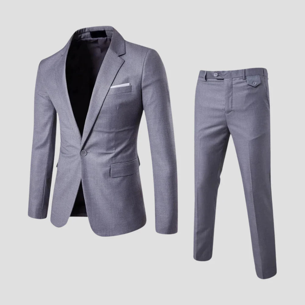 Men’s Business Suit Two Piece Formal Blazer and Trousers Set