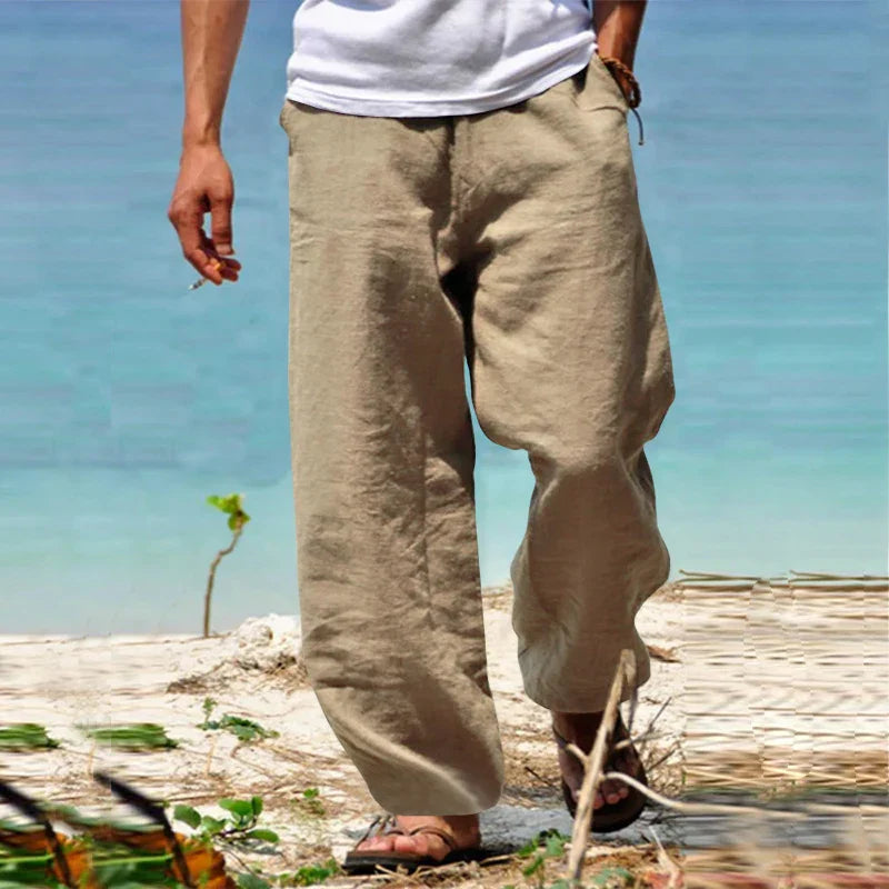 Men’s Casual Loose Fit Pants Relaxed Waist Summer Trousers