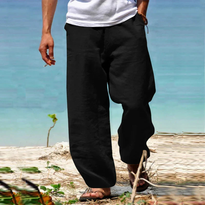 Men’s Casual Loose Fit Pants Relaxed Waist Summer Trousers