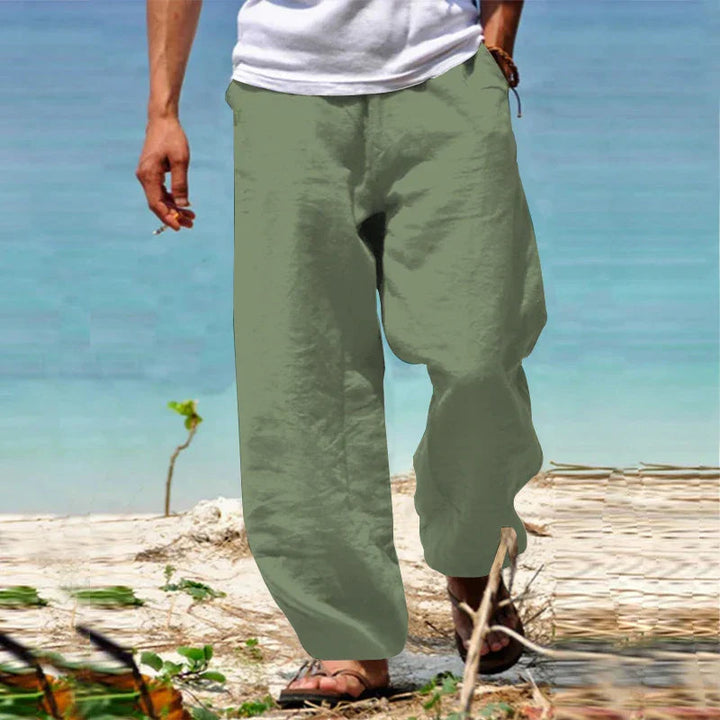 Men’s Casual Loose Fit Pants Relaxed Waist Summer Trousers