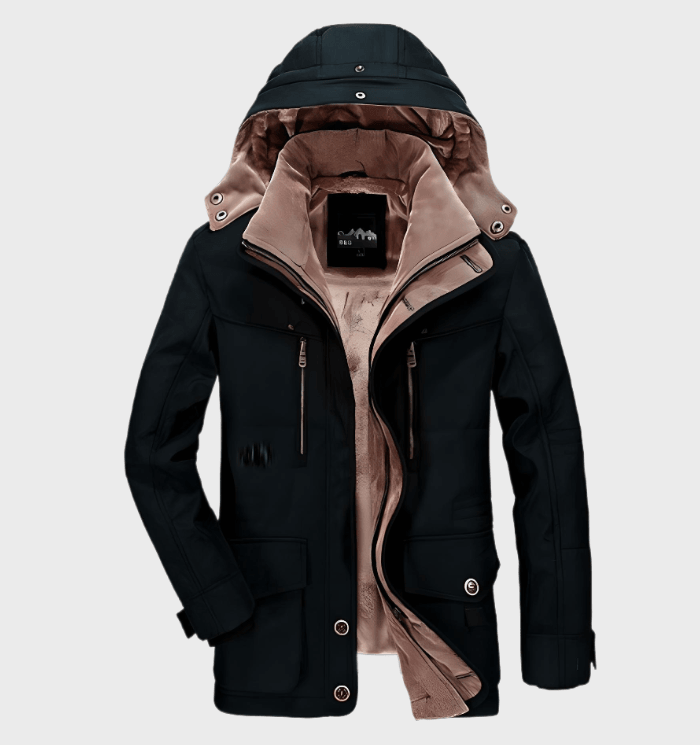 Men’s Thick Winter Coat with Hood & Deep Pockets – Warm, Durable & Timeless
