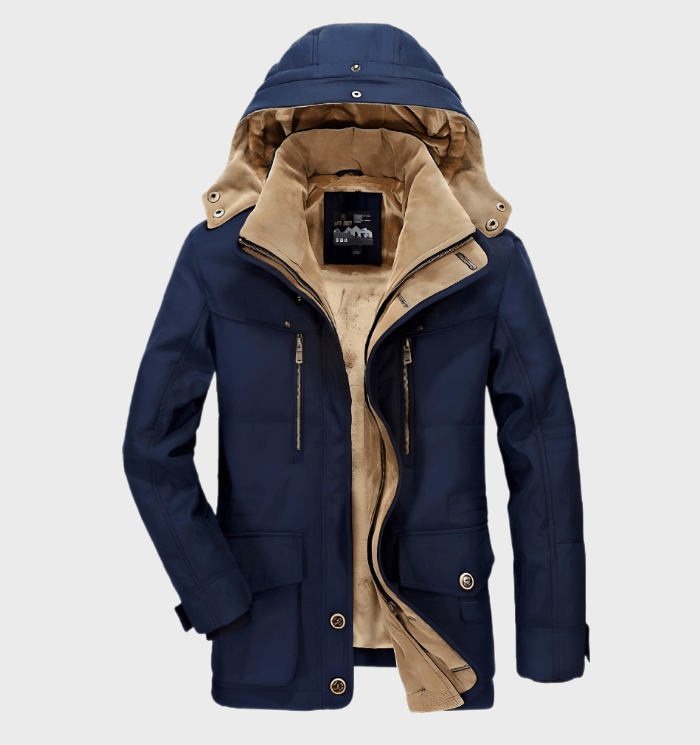 Men’s Thick Winter Coat with Hood & Deep Pockets – Warm, Durable & Timeless