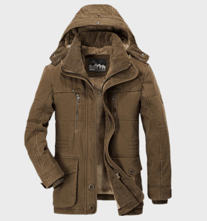 Men’s Thick Winter Coat with Hood & Deep Pockets – Warm, Durable & Timeless