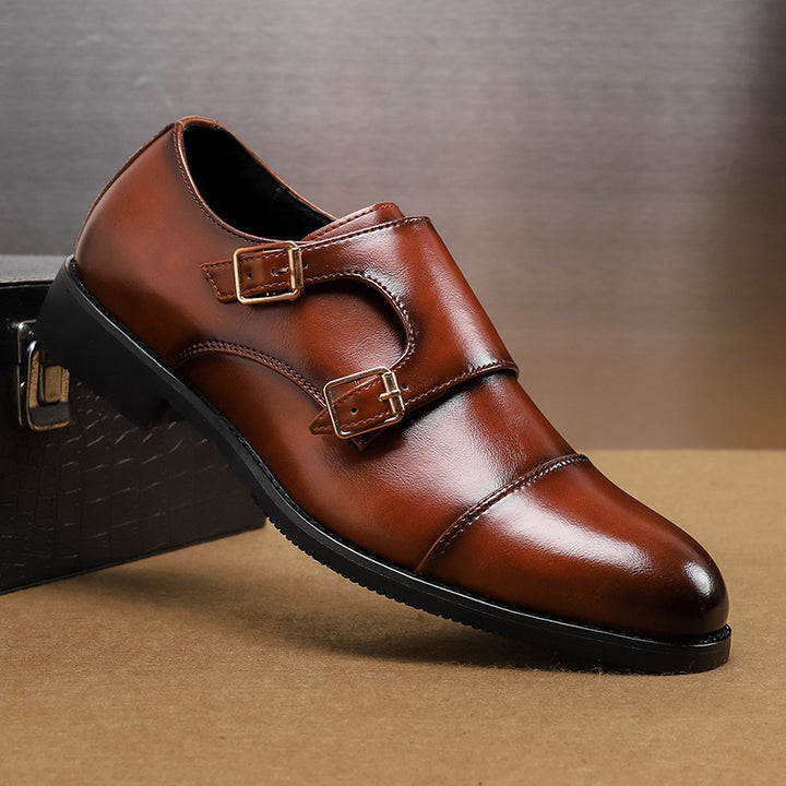 Men’s Slip-On Pointed Loafers – Stylish Buckle Casual Leather Shoes