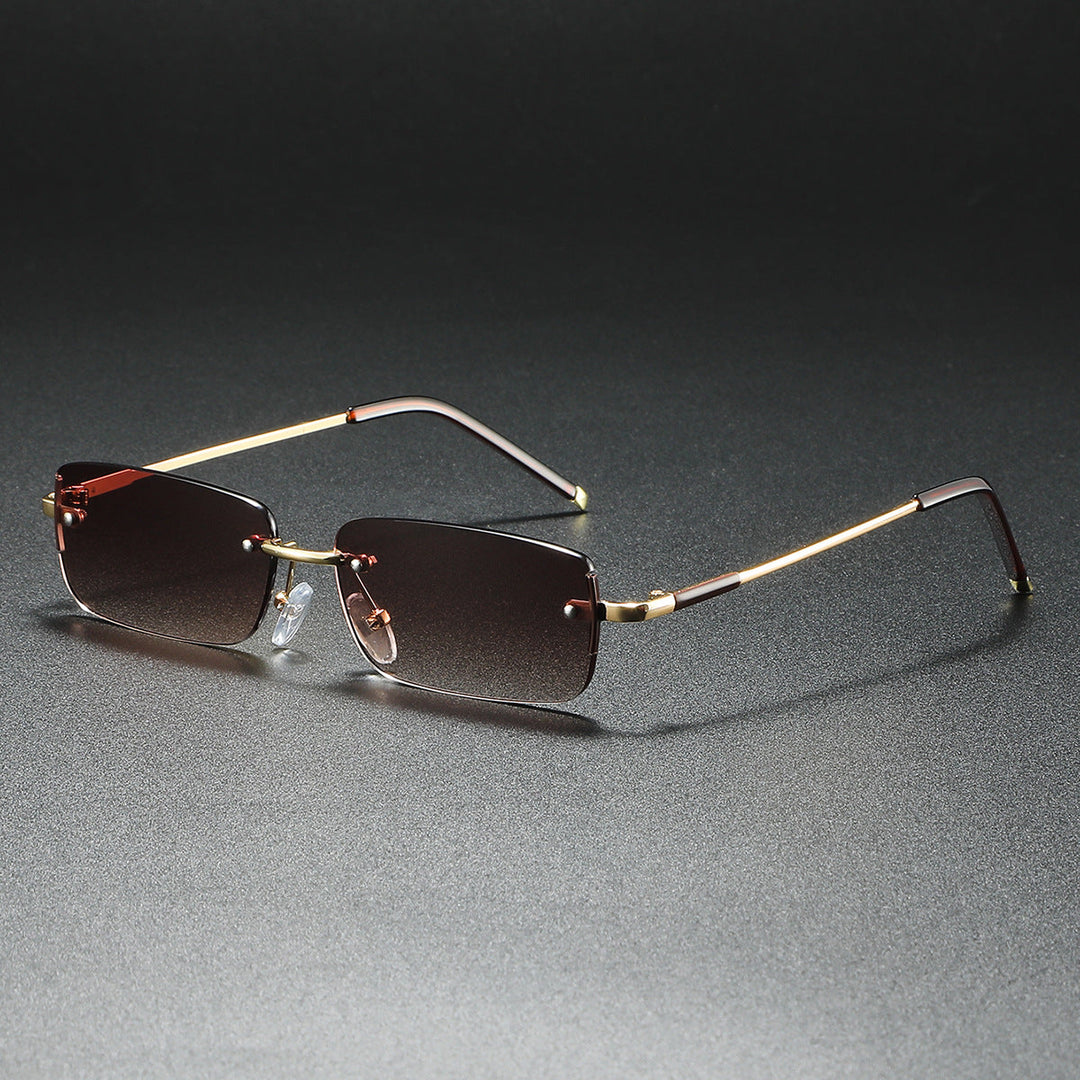Marcello Rimless Rectangular Sunglasses Men - UV400 Lightweight Metal Shades