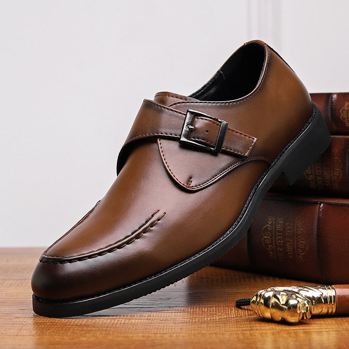 Men’s Slip-On Pointed Loafers – Stylish Buckle Casual Leather Shoes