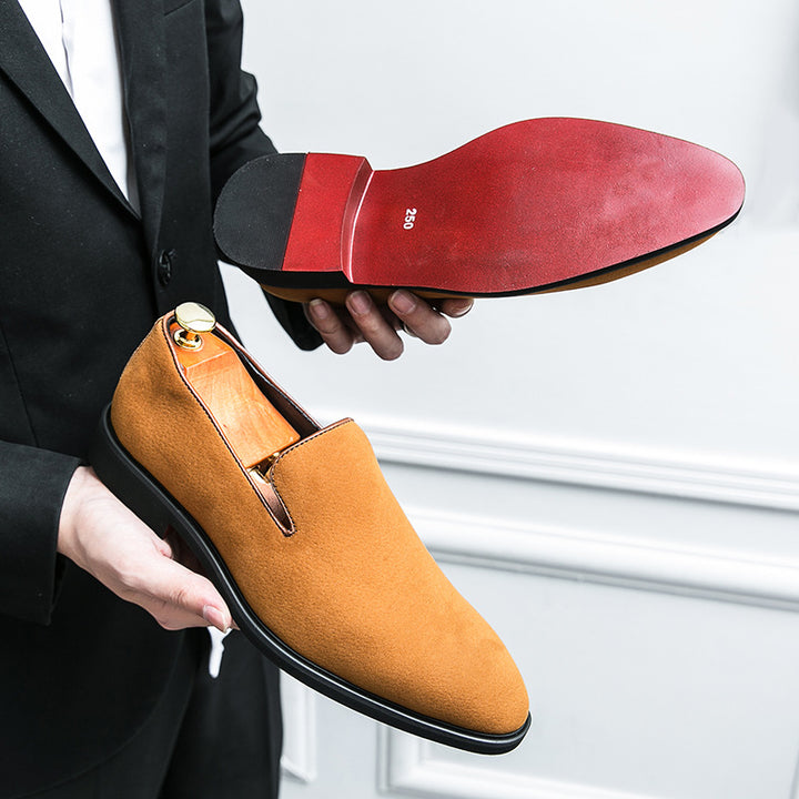 Men’s Suede Loafers – Pointed Toe Slip-On Dress Shoes | British Red Sole Fashion Style