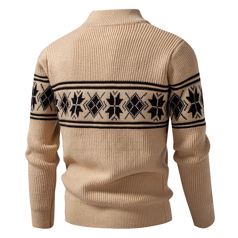 Men’s Zip Jacquard Knit Cardigan Christmas
