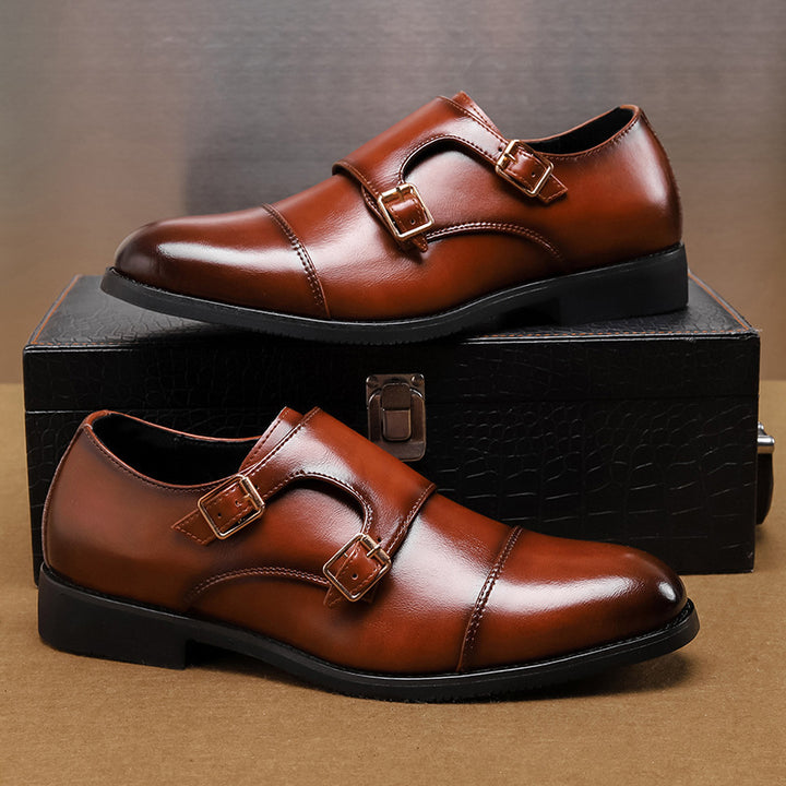 Men’s Slip-On Pointed Loafers – Stylish Buckle Casual Leather Shoes