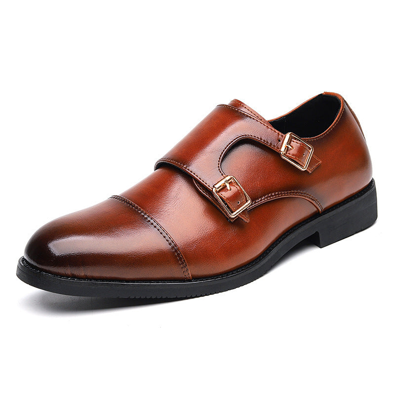 Men’s Slip-On Pointed Loafers – Stylish Buckle Casual Leather Shoes