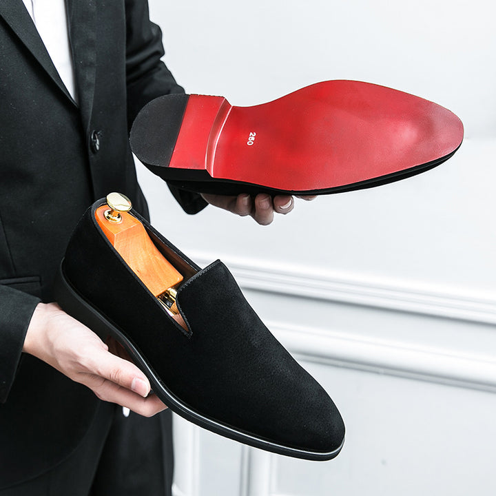Men’s Suede Loafers – Pointed Toe Slip-On Dress Shoes | British Red Sole Fashion Style
