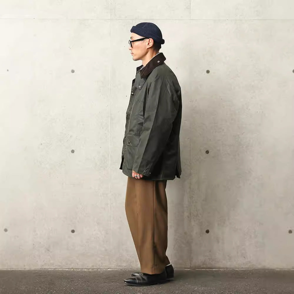 Men Olive Green Casual Jacket – Plaid Lined Trench Coat | Spring &amp; Autumn Outerwear